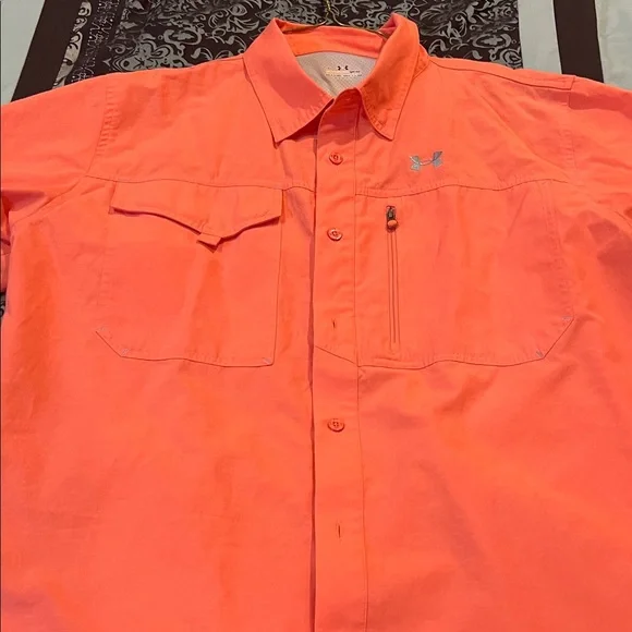 Under Armour Men's Vibrant Orange Button Down Shirt - Picture 9 of 9